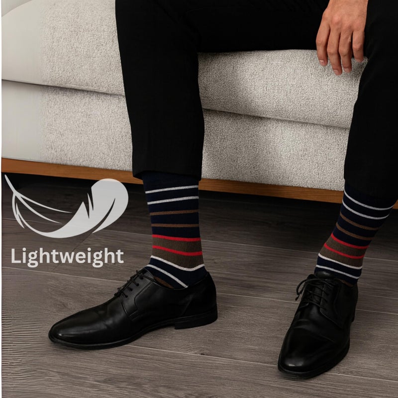 Alpine Swiss Mens Dress Socks 6 Pair Crew Sock Cotton Dress Socks for Men Solid Ribbed Argyle Pattern Multicolor Fun Designs Casual Pack - Image 2